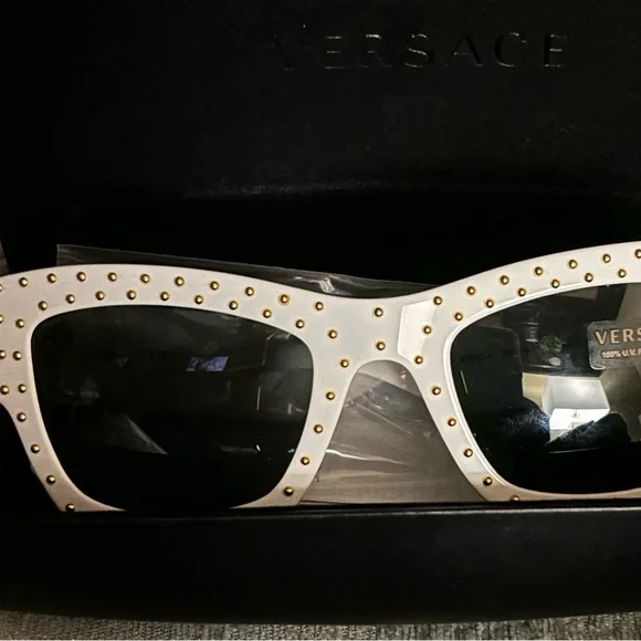 Versace White Sunglasses wuth Gold sides Versace VE4361 401/87 Geometric White Sunglasses  main image 4